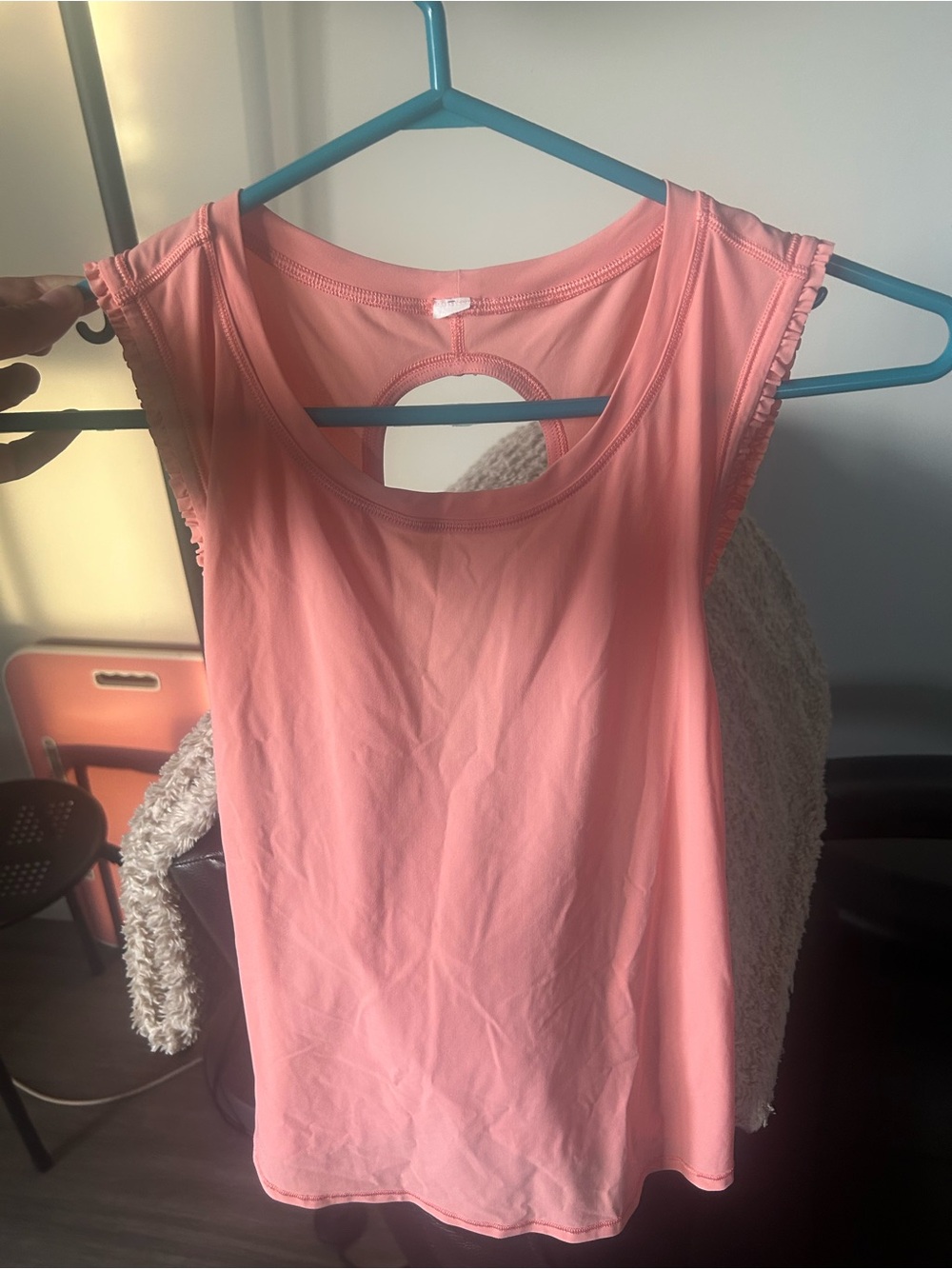 Light weight coral open back lululemon shirt